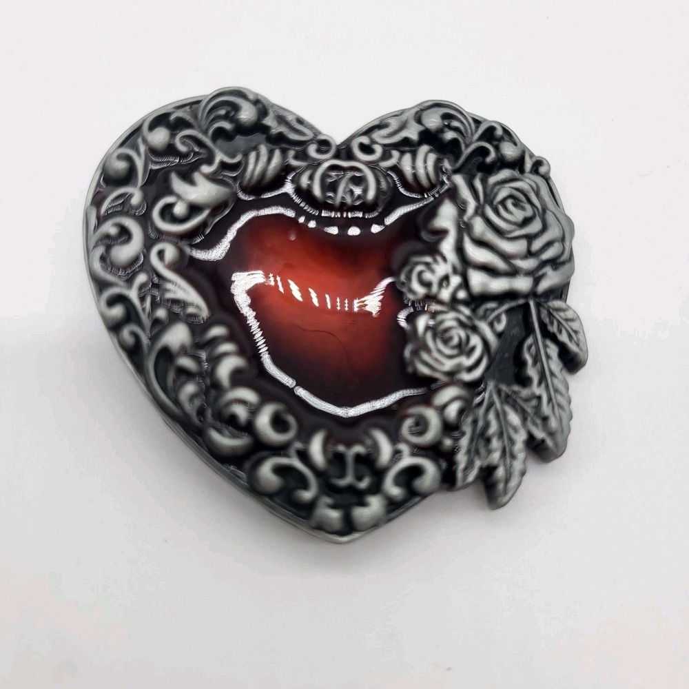 Buckle Rage Women's Red Heart & Floral Western Belt Buckle NEW